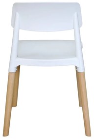 Jedálenská stolička GAMA — masív buk/plast, biela
