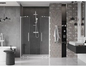 Mexen Velar Duo, posuvné dvere do otvoru 150x200 cm, 8mm číre sklo, biela, 871-150-000-02-20