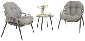 Súprava 2 kresielok a stolíka HWC-N33 - sivá, čalúnenie tmavosivá