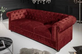 Dizajnová trojsedačka Chesterfield 205 cm červený zamat