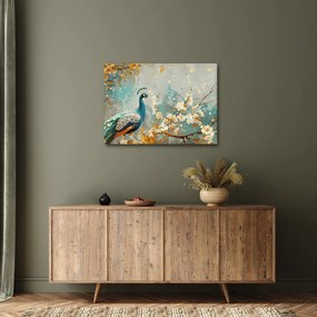 Obraz - Páv so zlatým dekorom (70x50 cm)