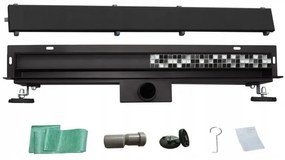 Odtokový žľab k stene MEXEN FLAT WALL 2in1 60 cm čierny