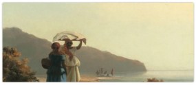 Obraz - Camille Pissarro, Two Women Chatting by the Sea, St. Thomas, reprodukcia (120x50 cm)