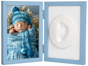 Baby Odtlačok - Dvojitý rámček s modelínou pre odtlačok ručičky alebo nožičky, modrý