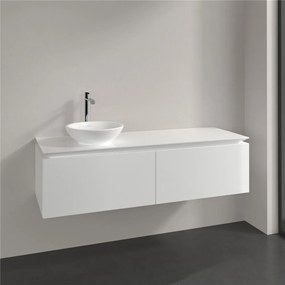 VILLEROY &amp; BOCH Legato závesná skrinka pod umývadlo na dosku (umývadlo vľavo), 2 zásuvky, 1400 x 500 x 380 mm, Glossy White, B58700DH