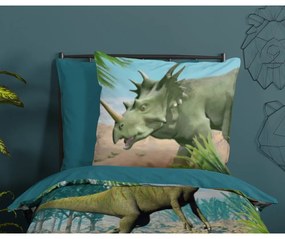 Zelené/modré bavlnené detské obliečky na jednolôžko 140x200 cm Dino – Good Morning