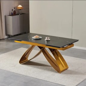 Stôl MATEO 160–240 cm čierny mramor/zlatý