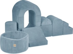 Ihrisko Zámok s bazénikom + 150 loptičiek (perleťové, strieborné), modrý prémiový menčester