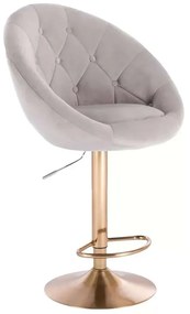 LuxuryForm DESIGN Barová stolička VERA VELUR na zlatom tanieri - svetlo šedá
