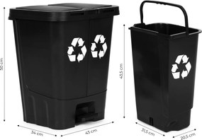 MULTISTORE Odpadkový kôš 40 l dvojitý - čierny