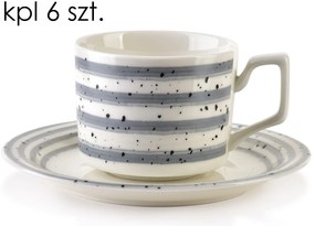 Sada 6 ks šálků s podšálkem Joy 210 ml bílá/šedá