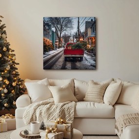 Obraz zasnežená ulica s vianočnými svetlami