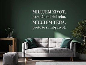 drevko Citát o láske Milujem život, pretože mi dal teba Rozmer obrazu: 36,5 x 60 cm, Farba dekorácie: Čierna