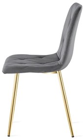 Set dvoch jedálenských stoličiek LIBRA zamatové, tmavosivé / zlaté nohy (2 ks)