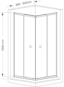 Aqualine Aqualine, AGGA štvorcová sprchová zástena 900x900mm, číre sklo, HLF909Y