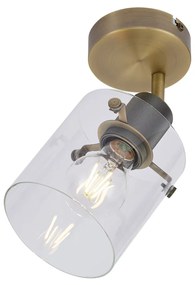 Dizajnový nástenný reflektor bronzový s čírym sklom - Domo