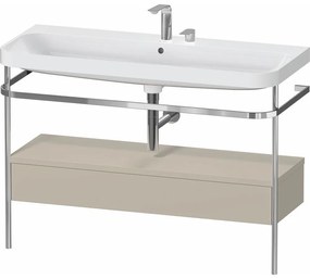 DURAVIT Happy D.2 Plus c-shaped kovový stojací podstavec s nábytkovým umývadlom s dvomi otvormi, 1 zásuvka, 1175 x 490 x 850 mm, chróm/taupe matná lakovaná, HP4844E60600000