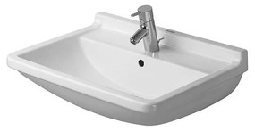 DURAVIT Starck 3 závesné umývadlo s otvorom, s prepadom, 650 mm x 485 mm, s povrchom WonderGliss, 03006500001