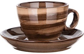 Banquet 6-dielna sada šálok s podšálkami PALAS, 90 ml, hnědá