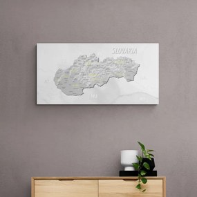 Obraz decentná šedo-žltá mapa Slovenska - 120x60