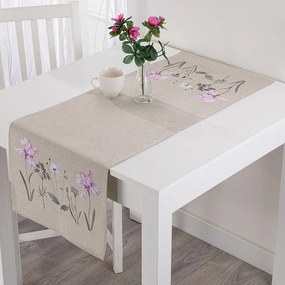 Behúň s výšivkou FIALOVÝ KOSATEC 40 x 110 cm