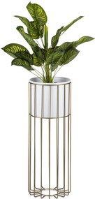 KOVOVÝ KVETINÁČ SO STOJANOM GLAM 55X20 CM BIELA/ZLATÁ