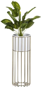 KOVOVÝ KVETINÁČ SO STOJANOM GLAM 55X20 CM BIELA/ZLATÁ