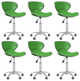 Otočné jedálenské stoličky 6 ks zelené umelá koža