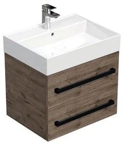 Kúpeľňová skrinka s čiernou úchytkou a umývadlom SAT Cube Way 60x53x46 cm dub Wellington mat CUBE46C602DWSAT, 1 ks