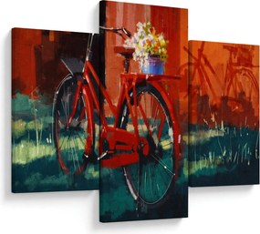 Obraz červeného kolesa, akrylová maľba (90x60 cm)