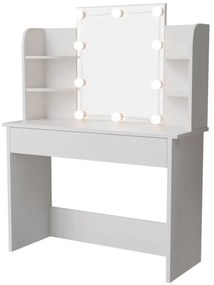 Toaletný stolík s LED osvetlením a zrkadlom, biely