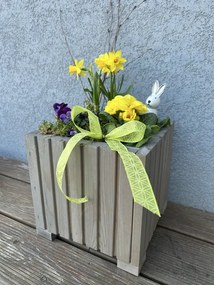Štvorcový drevený truhlík s plastovou vložkou - sivý, 25x25x25