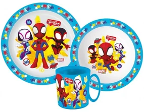 Súprava plastového riadu Spidey Team s hrnčekom - 3 diely
