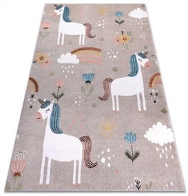 Dywany Łuszczów, Detský kusový koberec Fun Unicorn with rainbow beige, 240x330, béžová, detská izba