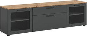 Široká TV skrinka Niklas, 185 cm, šedá/dub artisan