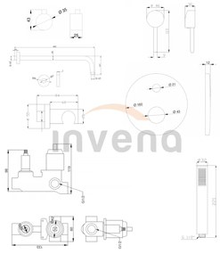 Invena Dafni, podomietková sprchová sada s dažďovou hlavovou sprchou 25cm, chróm lesklý, INV-BS-88-0O2-A