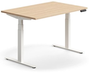 Výškovo nastaviteľný stôl QBUS, rovný, 1200x800 mm, biely rám, dub