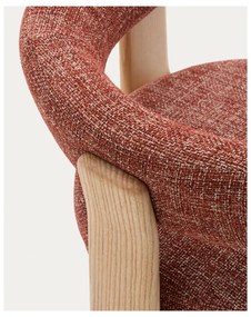 Jedálenské kreslo s podrúčkami z jaseňového dreva v prírodnej farbe/terakotové Granite – Kave Home