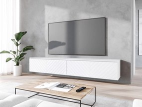 TV stolík/skrinka Dlone 180 MDF, Farby: biały / biały jodełka, Osvetlenie: osvetlenie LED biele