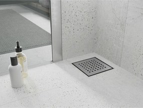 Mexen Flat-Q M08 štvorcová podlahová vpust 15 x 15 cm, brúsená oceľ - 1010515