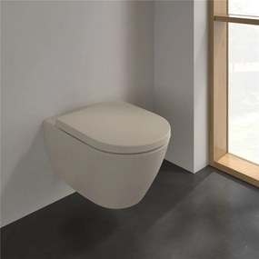 VILLEROY &amp; BOCH Subway 2.0 závesné WC s hlbokým splachovaním bez vnútorného okraja, 370 x 560 mm, Almond, s povrchom CeramicPlus, 5614R0AM