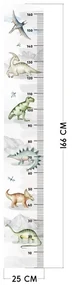 Nálepka na stenu, mierka rastu Dinosaury