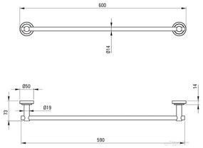 Deante Temisto, 1-radový vešiak na uterák 60cm, mosadzná, DEA-ADT_M621