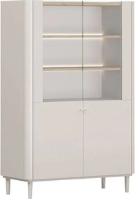 Vitrína Elivo 100 cm dvojdverová na nožičkách - kašmír / olejovaný dub