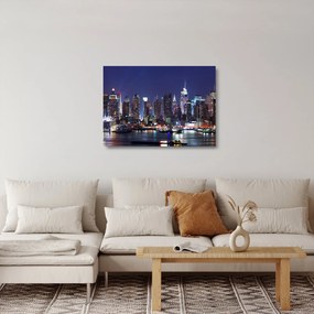 Sklenený obraz - Osvetlené New Yorské mrakodrapy (70x50 cm)