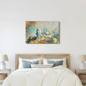 Obraz - Páv so zlatým dekorom (90x60 cm)
