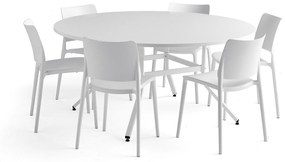 Zostava nábytku: 1 stôl Various + 6 bielych stoličiek Rio