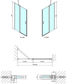 Polysan Polysan, ZOOM LINE sprchové dvere 900mm, číre sklo, ZL1390