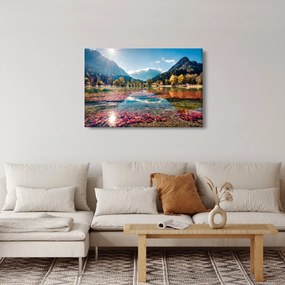 Obraz - Jazero Jasna, Gozd Martuljek, Julské Alpy, Slovinsko (90x60 cm)