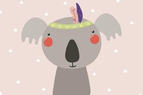 Samolepiaca tapeta koala s indiánskym pierkom